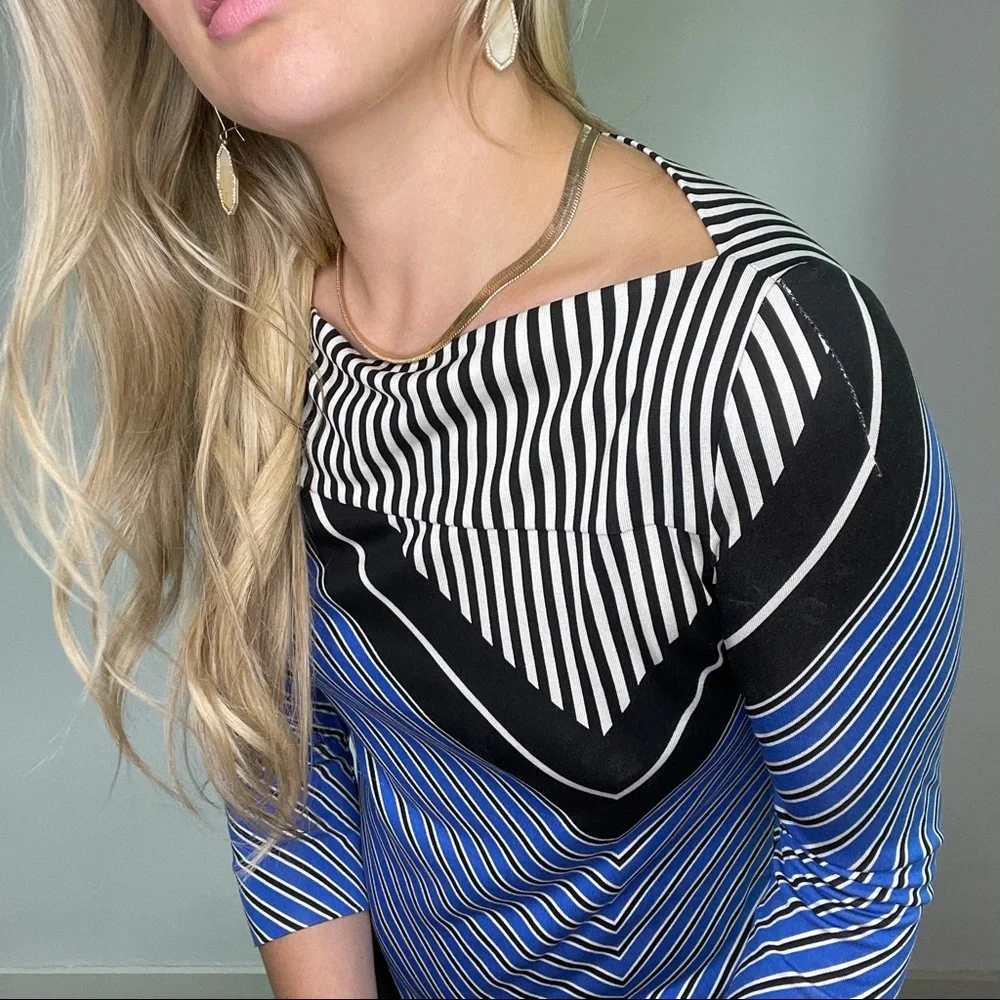 Diane Von Furstenburg Blue, Black, White Dress - Picture 11 of 12